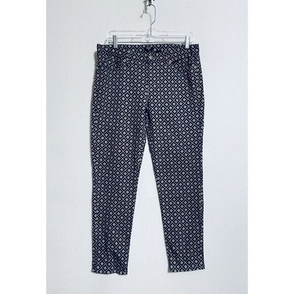 J Crew Womens 30 Geometric Print Skinny Jeans Navy Blue Stretch Pockets Boho - Picture 1 of 8